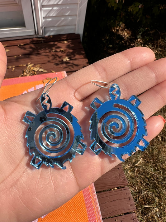 Large Blue Turtle earrings