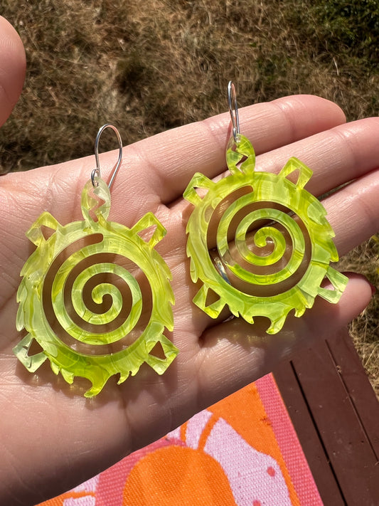 Large Green Turtle earrings